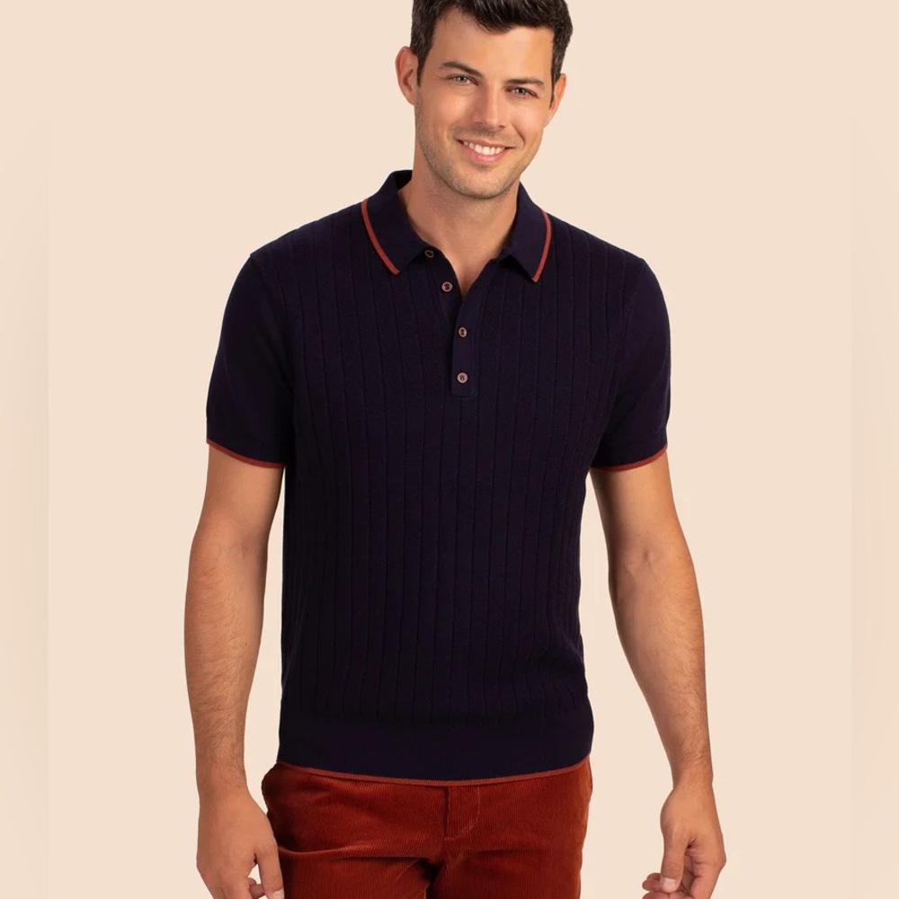 Mr Turk Alvarez Short Sleeve Polo, Indigo, NWT